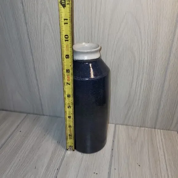 Vtg Elegant Blue Vase Pottery Coin Jar Shelf Sitter Vacation Money "Condo Money" - Picture 5 of 5